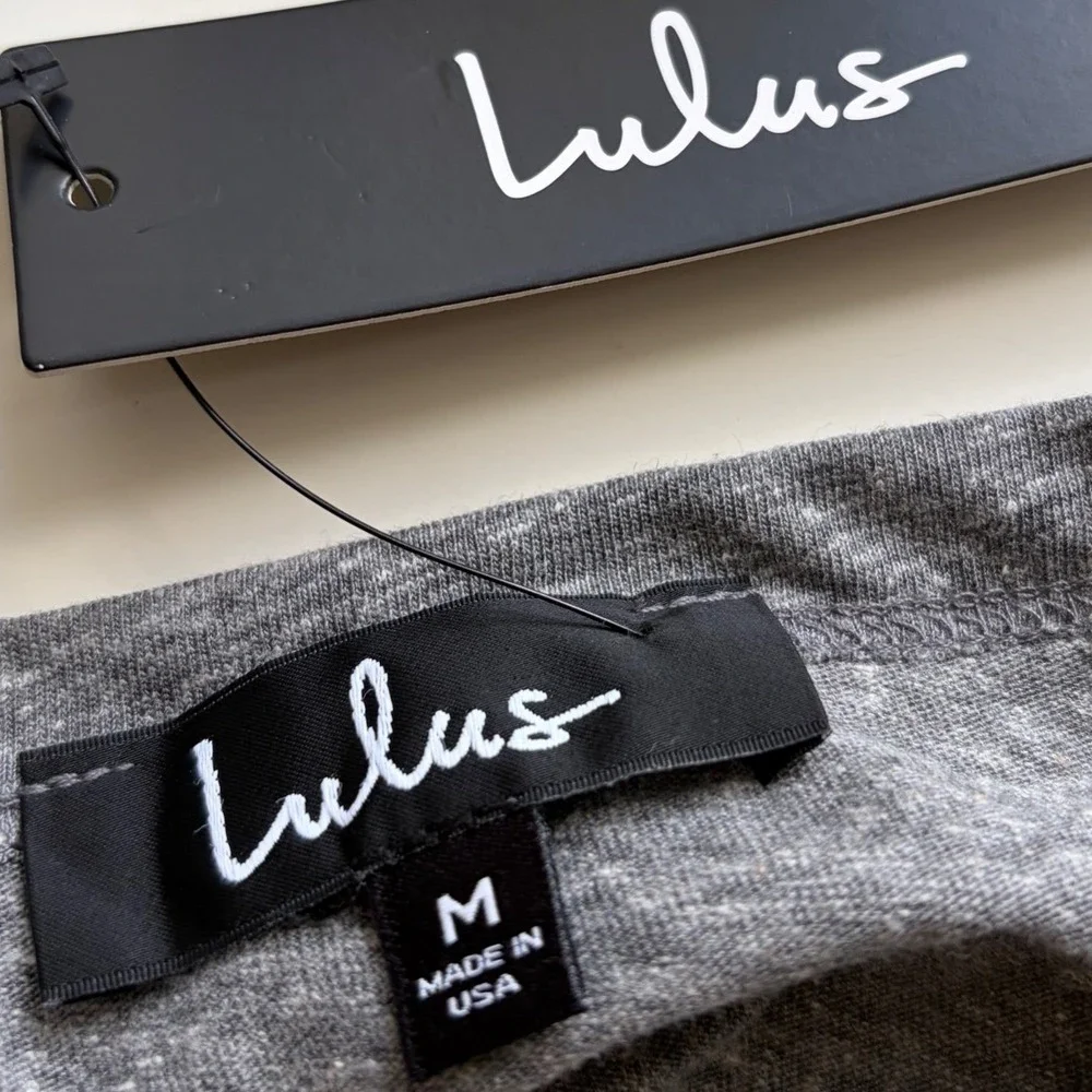 Lulus Charcoal Gray Long Sleeve Tee Shirt Soft Knit Casual Basic Top Size M NWT - Picture 6 of 9